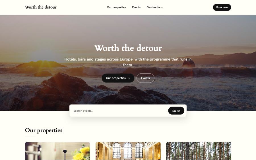 Default, a running Evenue site