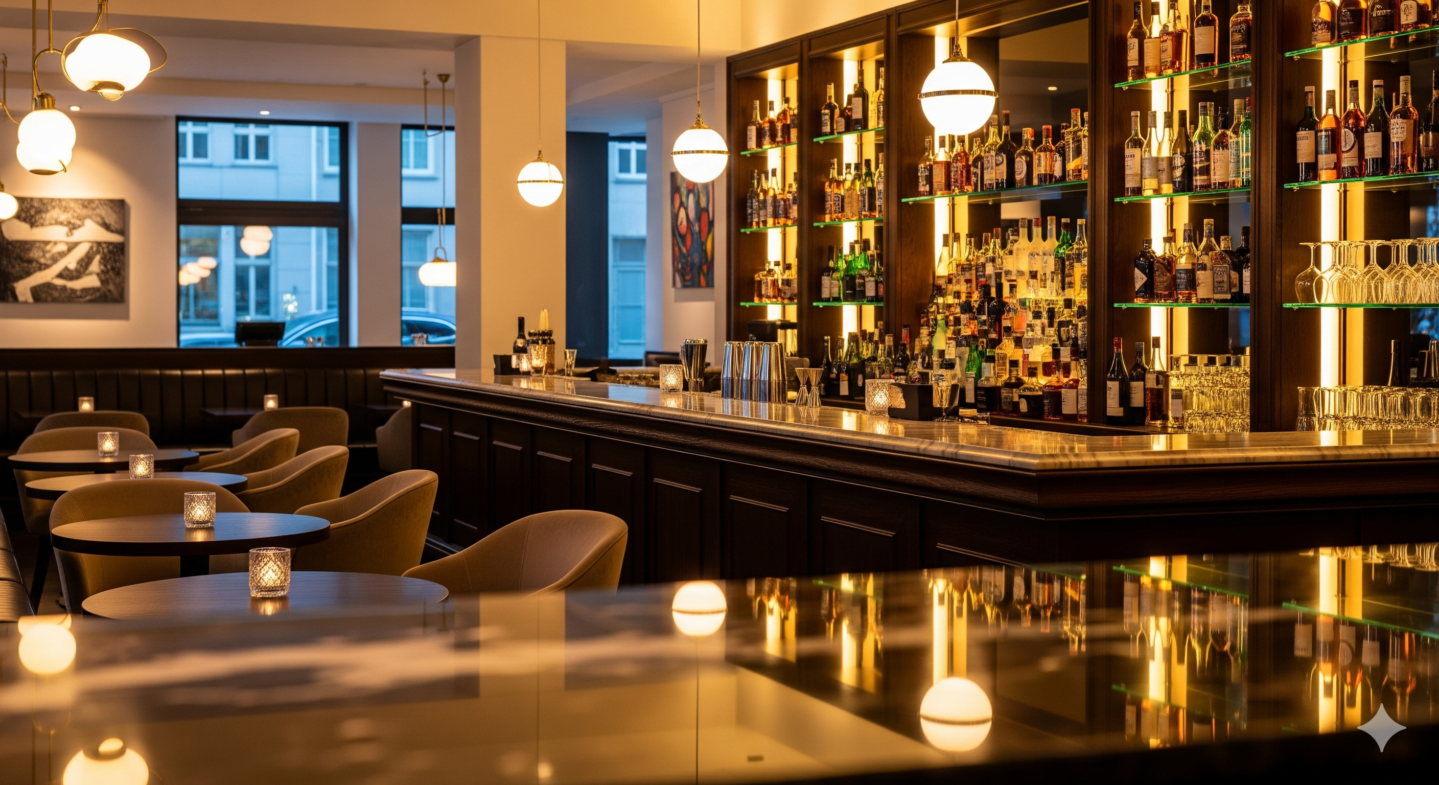Cocktail lounge Berlin Mitte district featuring craft cocktails, sophisticated atmosphere, and trendy nightlife scene in central Berlin